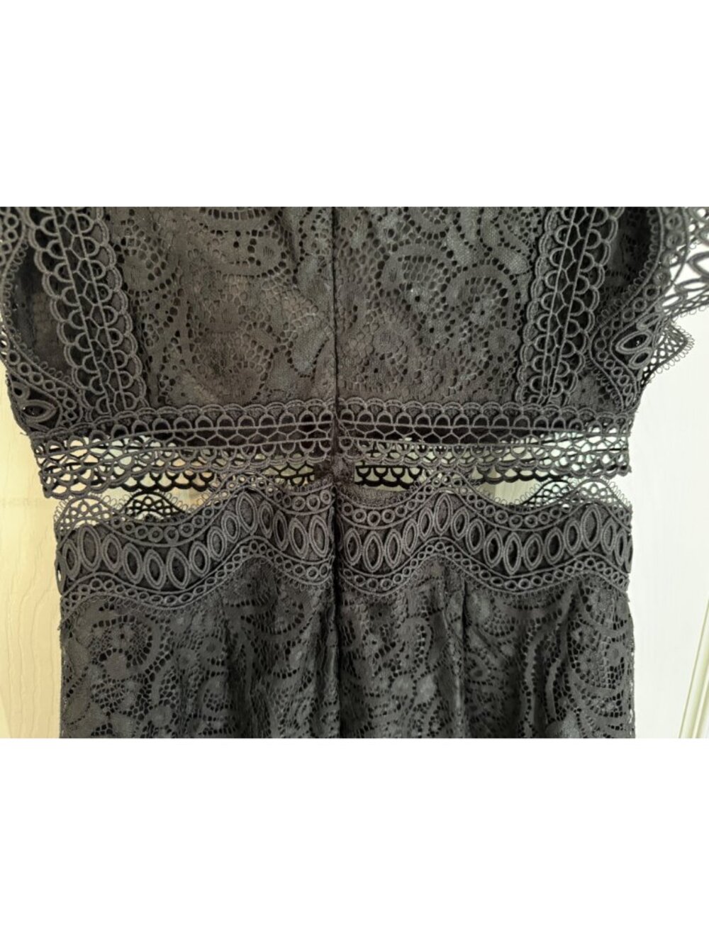 Hello Molly Black Lace Mini Dress Ruffle Cut Out Flutter Sleeves LBD NEW 2 Date - Picture 8 of 14